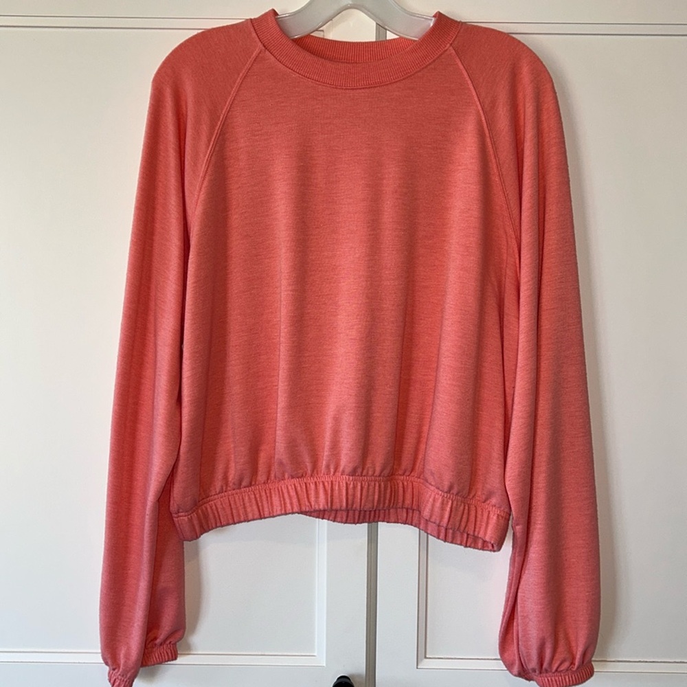 SO Brand- neon pink long sleeve w/ ruched waistband. Size M.